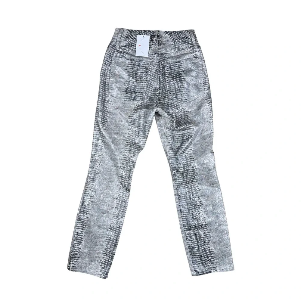 NWT Good American Snake Print Pants Women's‎ Size 2 Straight Leg Metallic Y2K